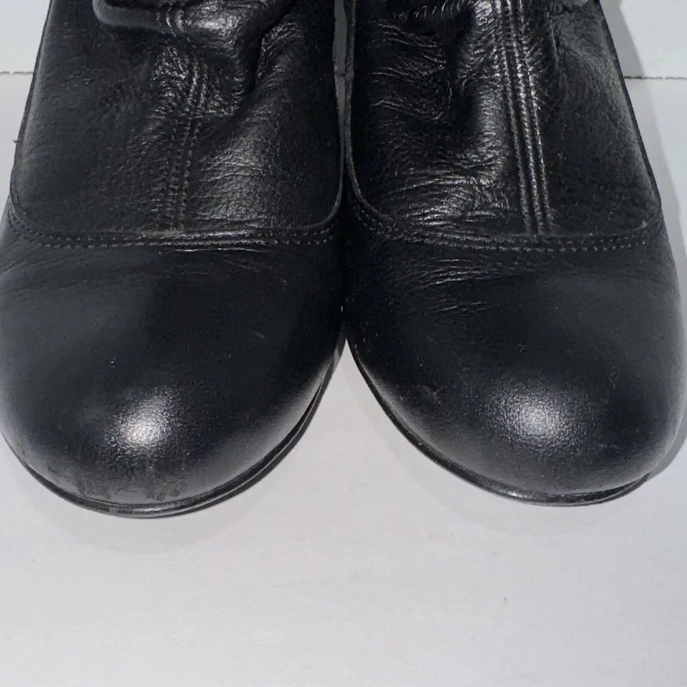 Steve Madden Betsey Booties Women 6.5 Black Leather Slouchy‎ Ruched Ankle Boots
